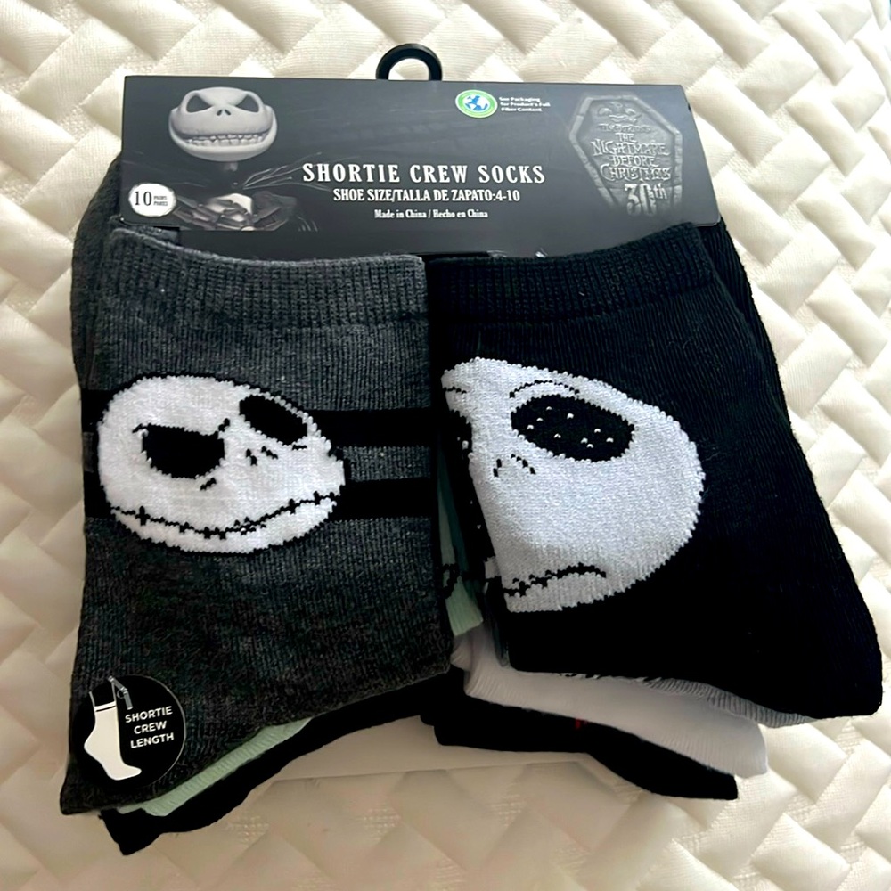 DISNEY 10 Pairs The Nightmare Before Christmas Socks Size 4-10